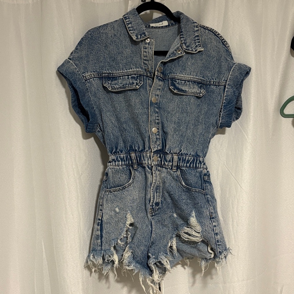 Denim Short Sleeve Romper